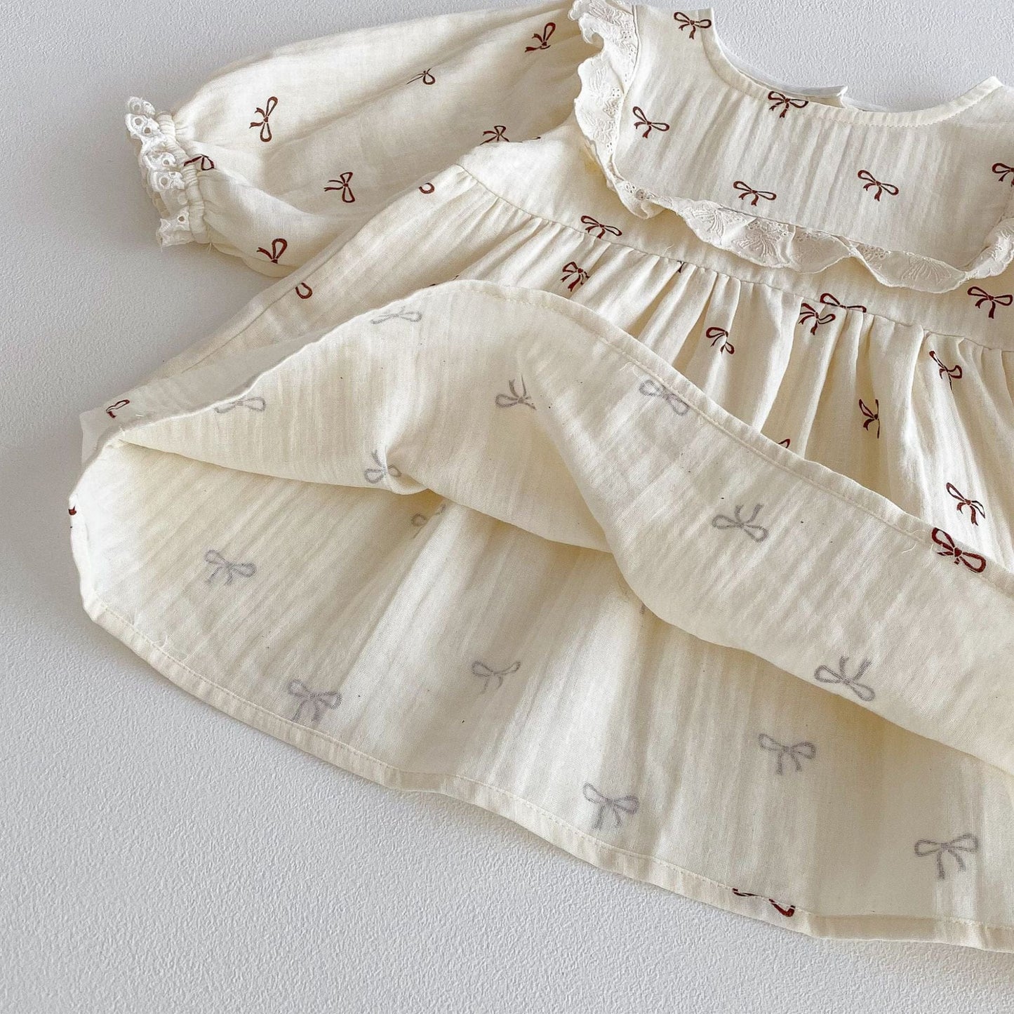 長袖ワンピース リボンフリル長袖ワンピース【mh0010649】