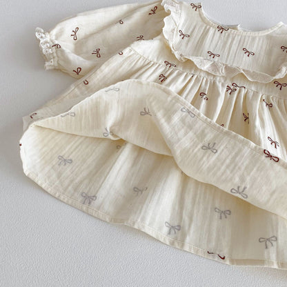 長袖ワンピース リボンフリル長袖ワンピース【mh0010649】