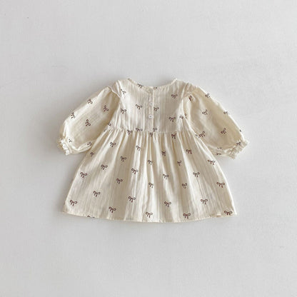 長袖ワンピース リボンフリル長袖ワンピース【mh0010649】