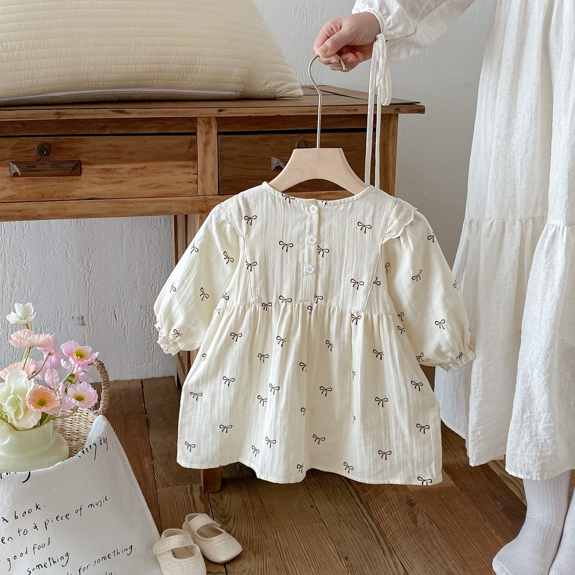 長袖ワンピース リボンフリル長袖ワンピース【mh0010649】