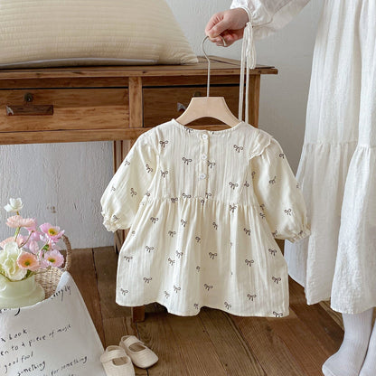 長袖ワンピース リボンフリル長袖ワンピース【mh0010649】