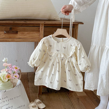 長袖ワンピース リボンフリル長袖ワンピース【mh0010649】