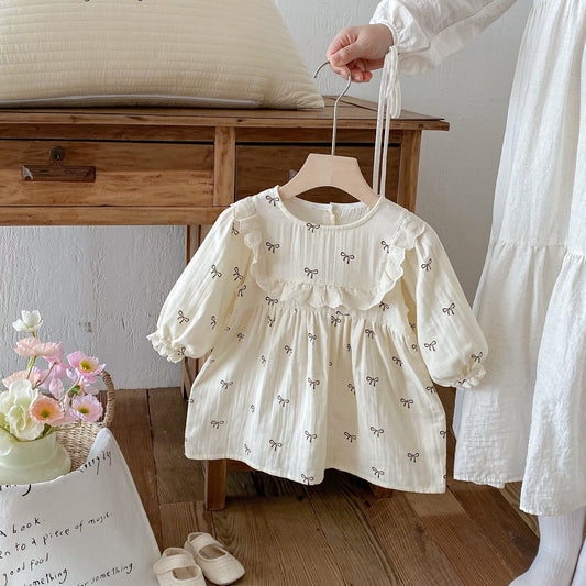 長袖ワンピース リボンフリル長袖ワンピース【mh0010649】