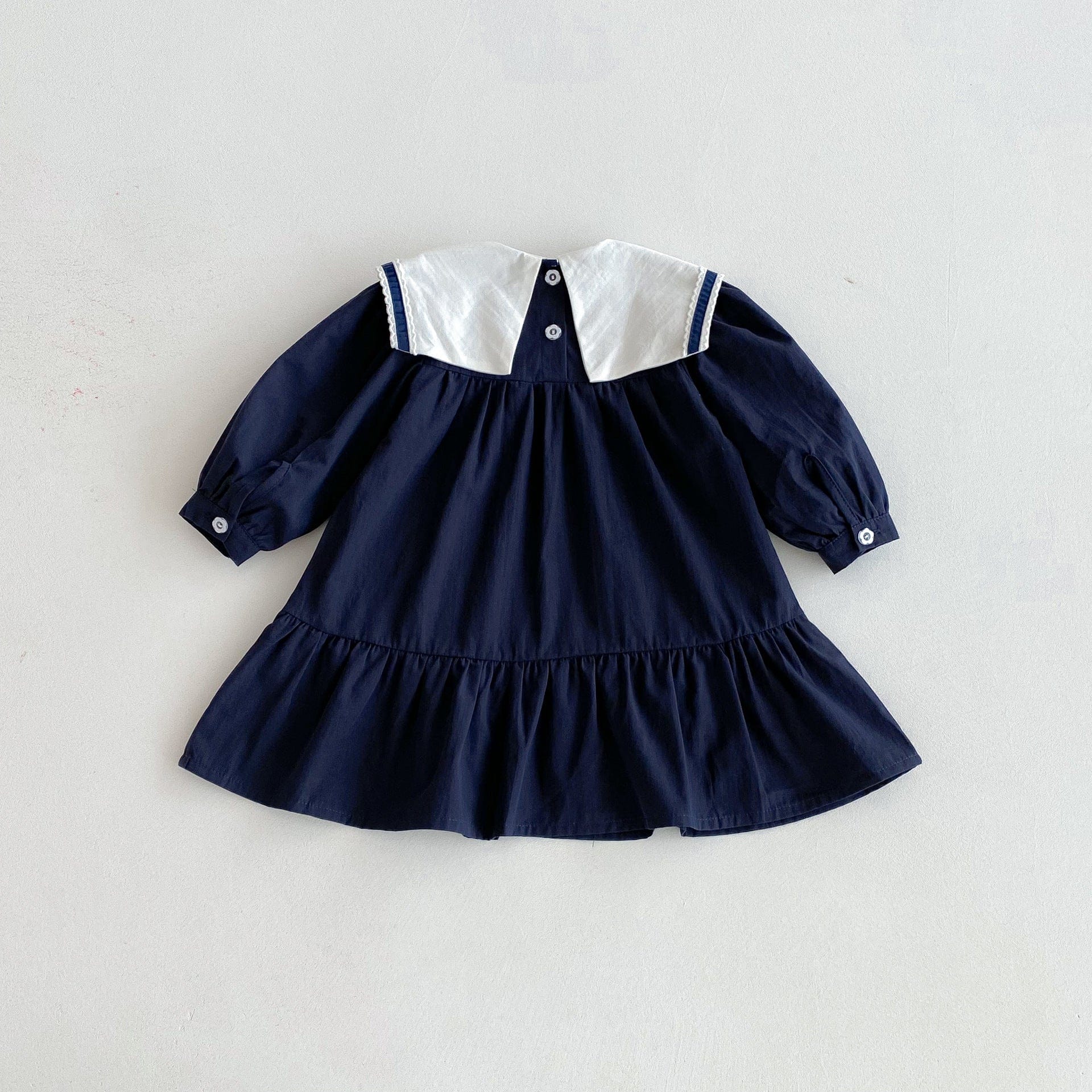 長袖ワンピース リボンアクセントビッグ襟長袖ワンピース【mh0010651】