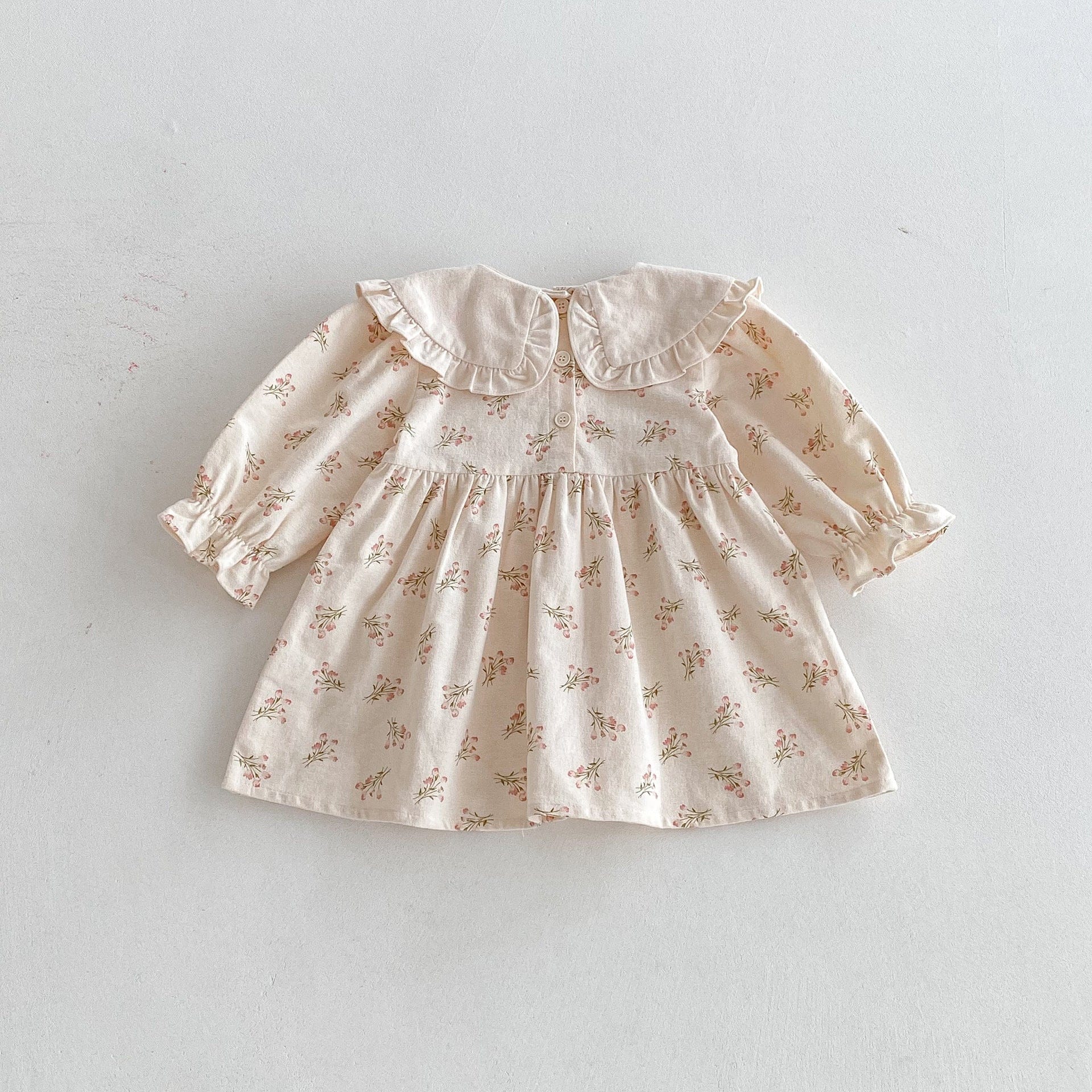 長袖ワンピース フラワー刺繍襟長袖ワンピース【mh0010652】