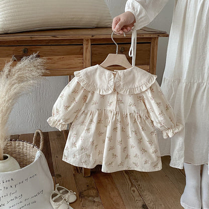 長袖ワンピース フラワー刺繍襟長袖ワンピース【mh0010652】