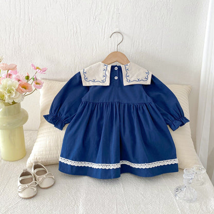 長袖ワンピース レース刺繍長袖ワンピース【mh0010654】