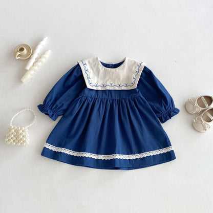 長袖ワンピース レース刺繍長袖ワンピース【mh0010654】