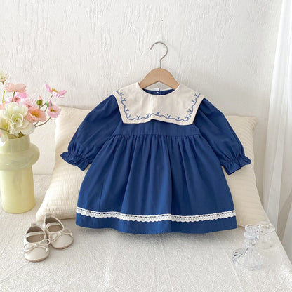 長袖ワンピース レース刺繍長袖ワンピース【mh0010654】