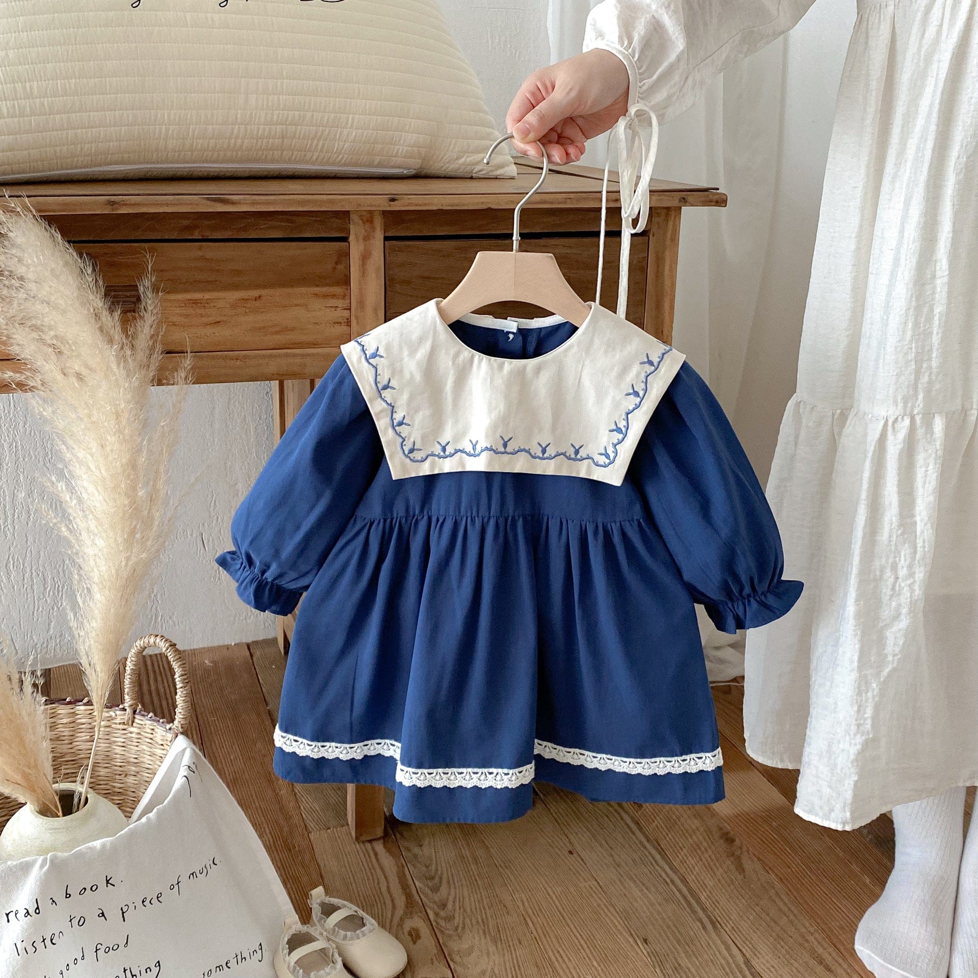 長袖ワンピース レース刺繍長袖ワンピース【mh0010654】