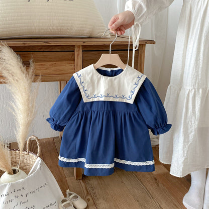 長袖ワンピース レース刺繍長袖ワンピース【mh0010654】