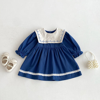 長袖ワンピース レース刺繍長袖ワンピース【mh0010654】