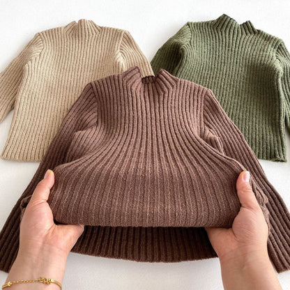 ニット・セーター シンプルハイネックリブニットセータートップス【mh0010656】