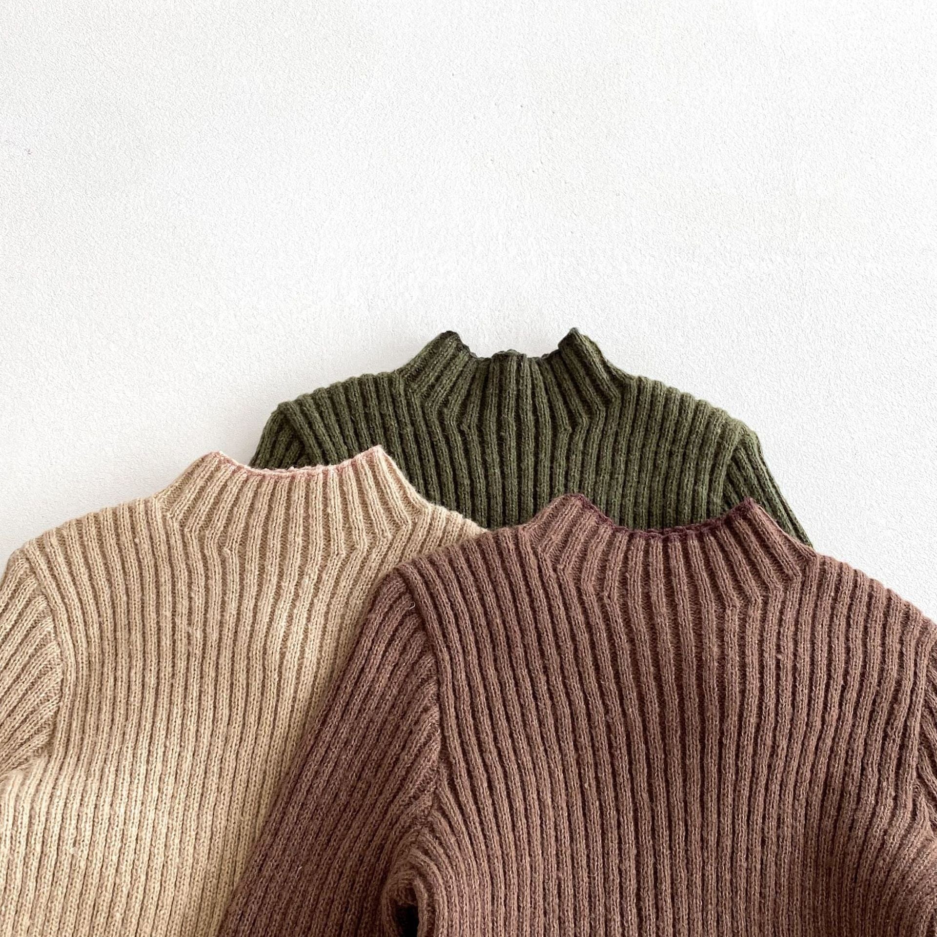 ニット・セーター シンプルハイネックリブニットセータートップス【mh0010656】