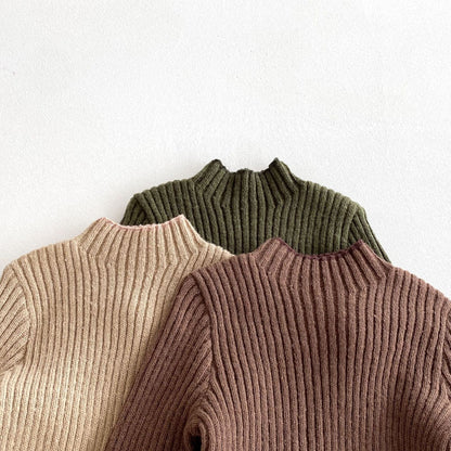 ニット・セーター シンプルハイネックリブニットセータートップス【mh0010656】