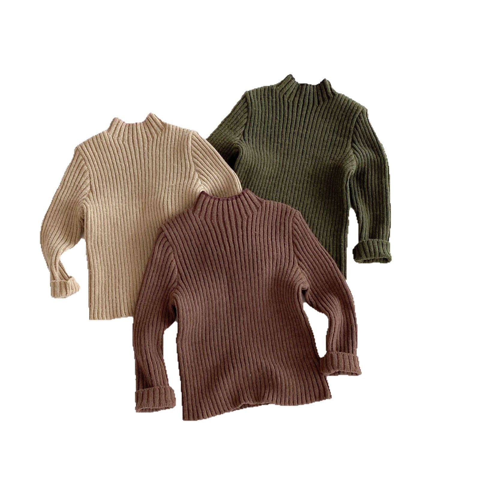 ニット・セーター シンプルハイネックリブニットセータートップス【mh0010656】