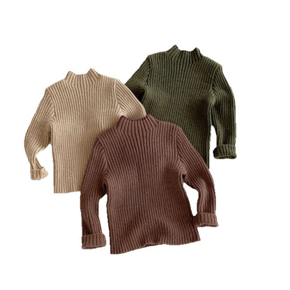 ニット・セーター シンプルハイネックリブニットセータートップス【mh0010656】