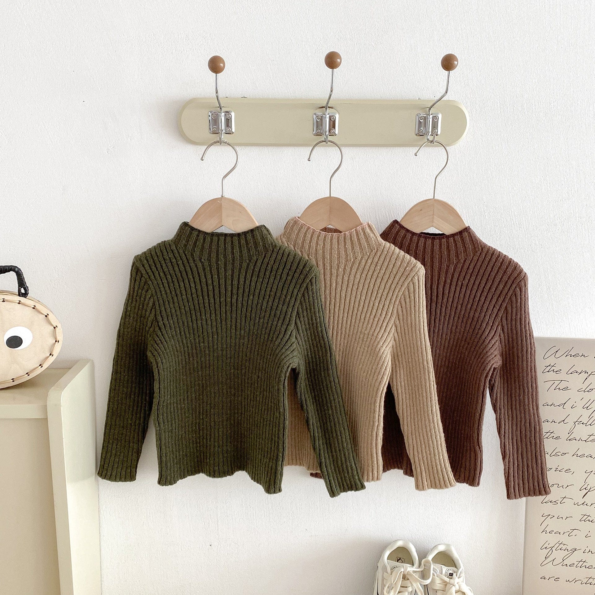 ニット・セーター シンプルハイネックリブニットセータートップス【mh0010656】