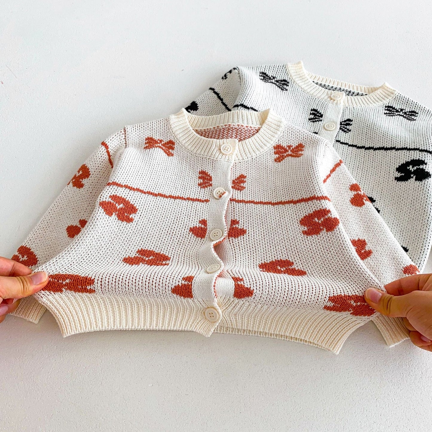 カーディガン・パーカー リボン刺繍ニットカーディガン【mh0010659】