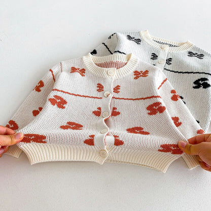 カーディガン・パーカー リボン刺繍ニットカーディガン【mh0010659】