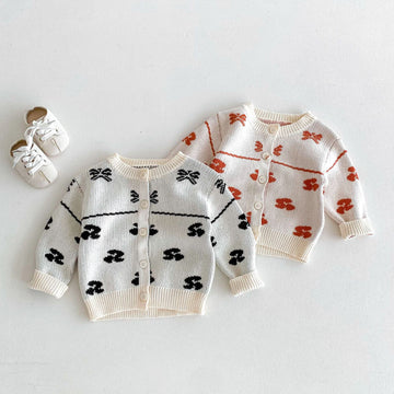 カーディガン・パーカー リボン刺繍ニットカーディガン【mh0010659】