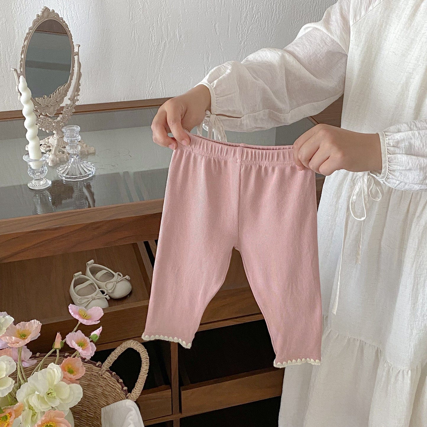 レギンスパンツ 裾レースレギンスパンツ【mh0010661】