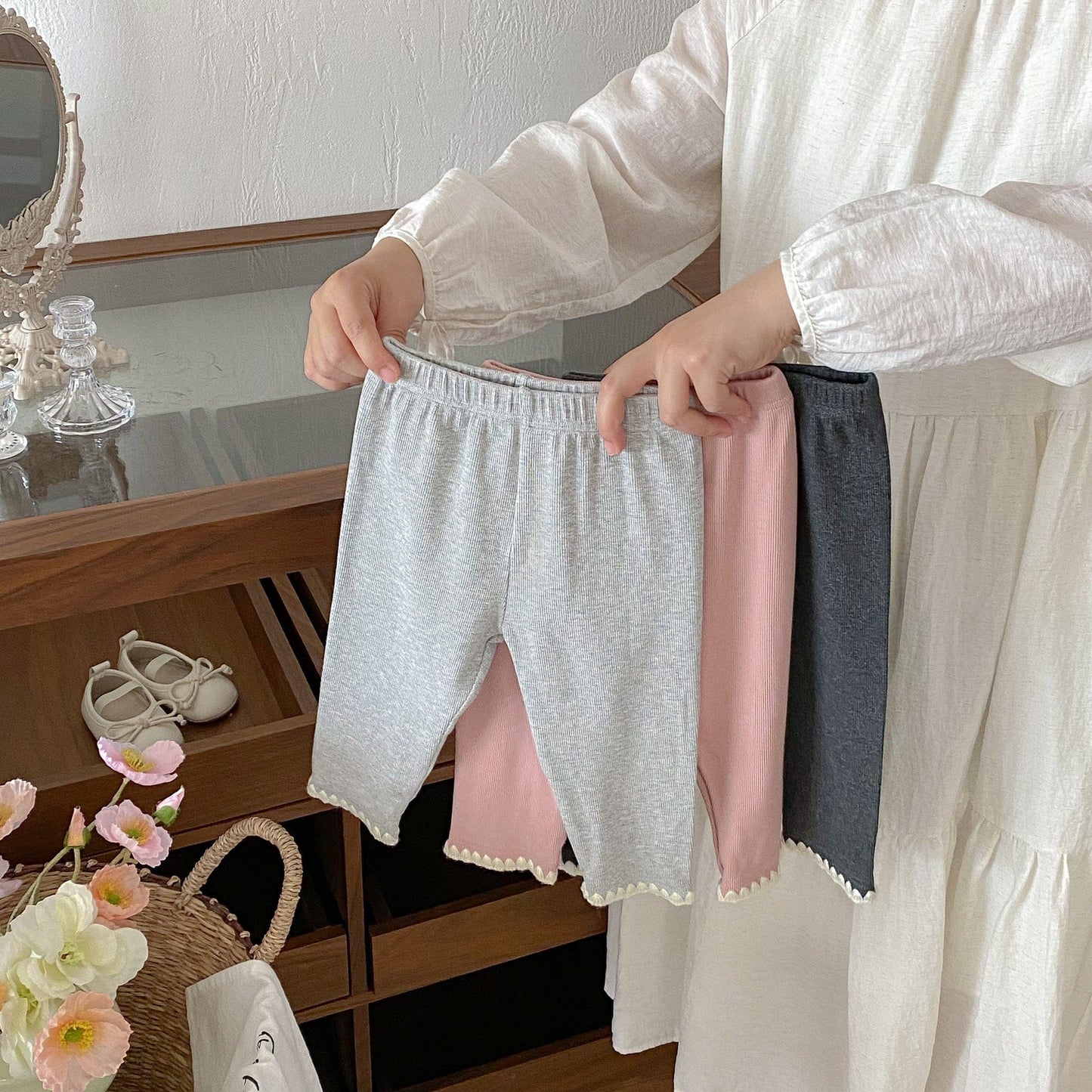 レギンスパンツ 裾レースレギンスパンツ【mh0010661】