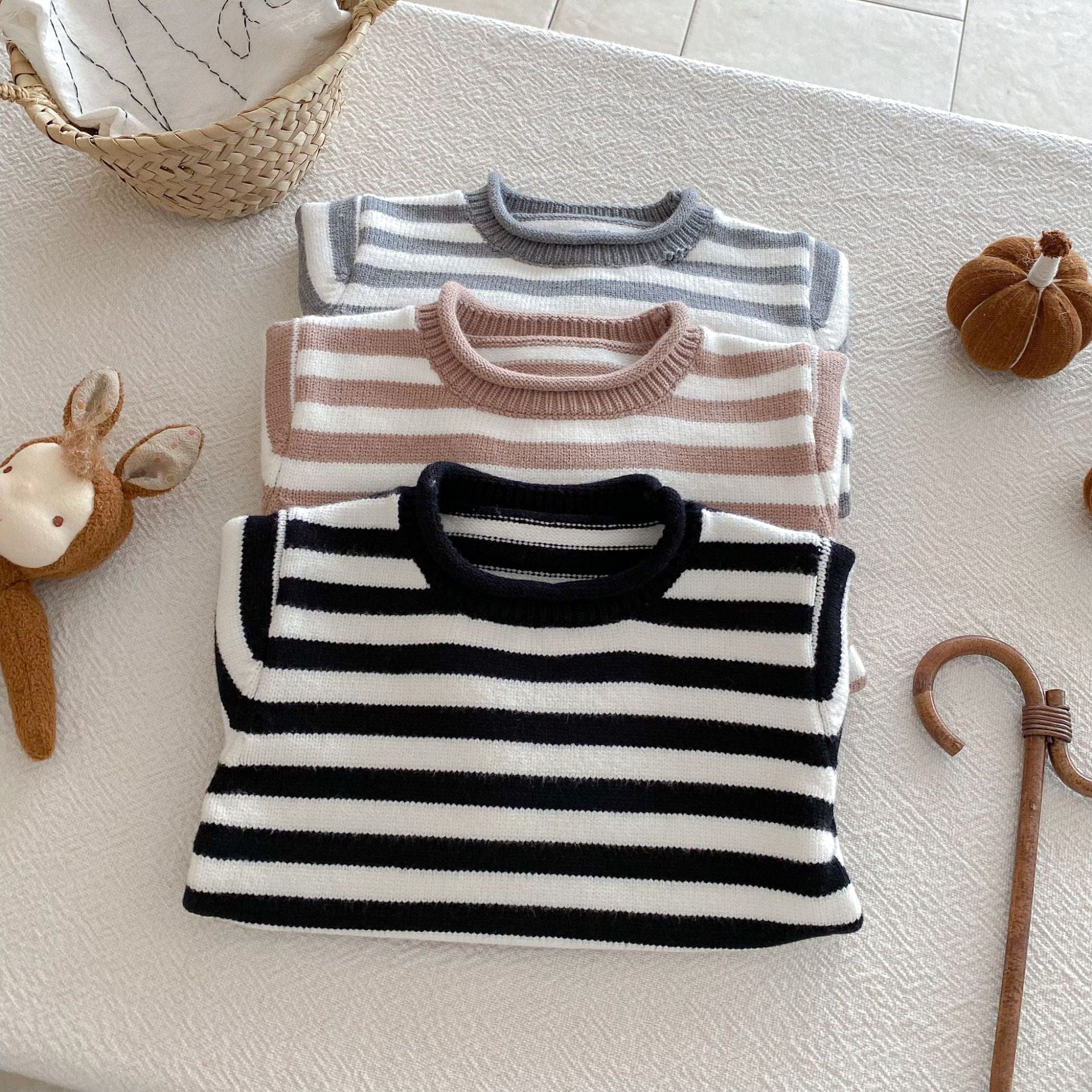 ニット・セーター ボーダー長袖ニットセータートップス【mh0010662】