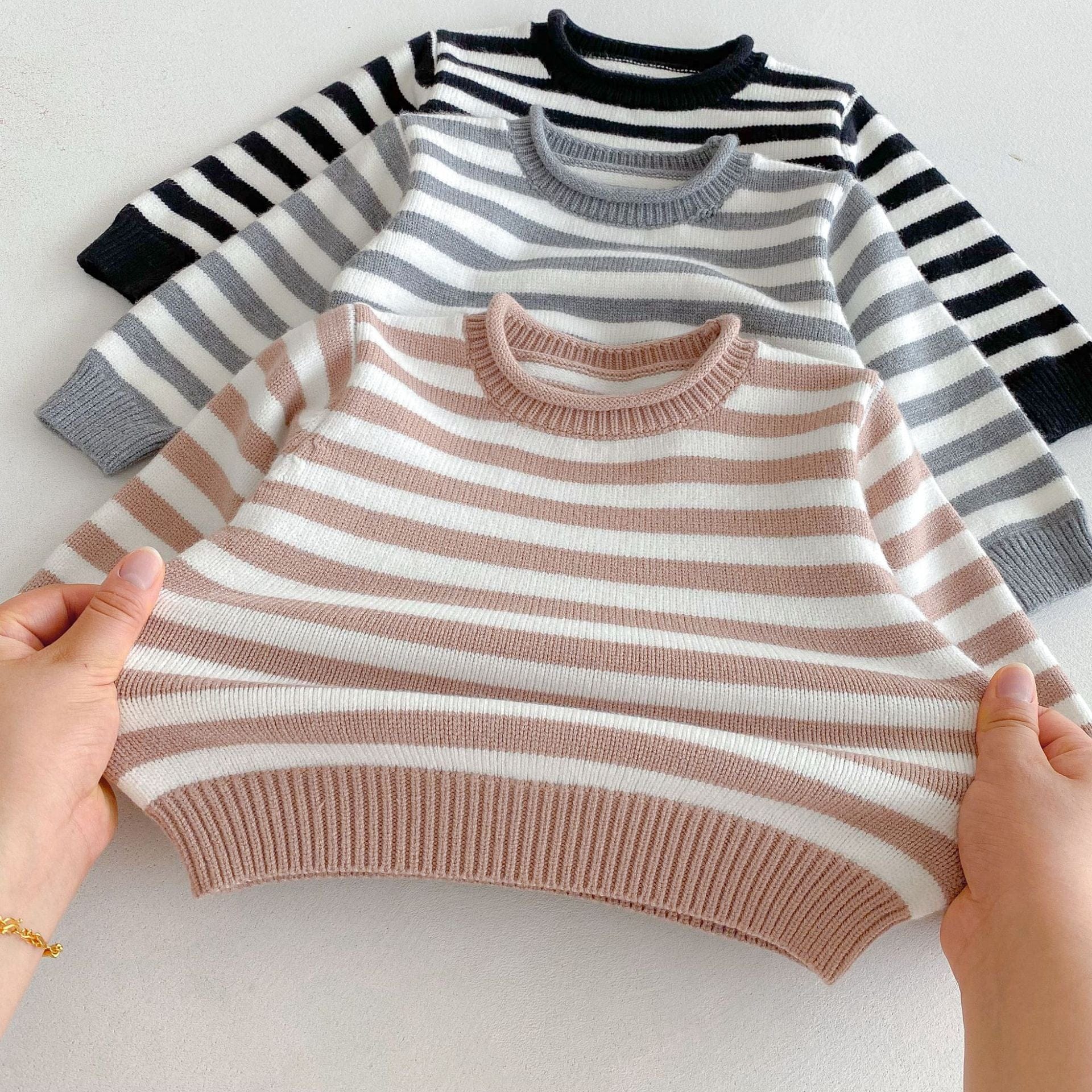 ニット・セーター ボーダー長袖ニットセータートップス【mh0010662】