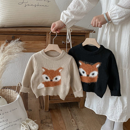 ニット・セーター きつね刺繍長袖ニットセーター【mh0010666】