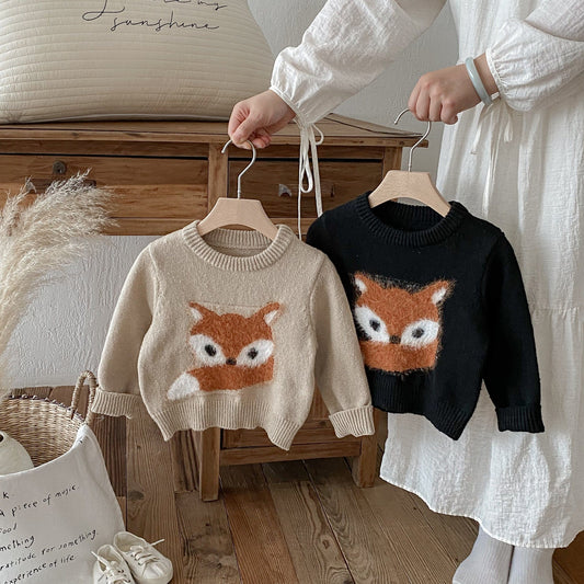 ニット・セーター きつね刺繍長袖ニットセーター【mh0010666】