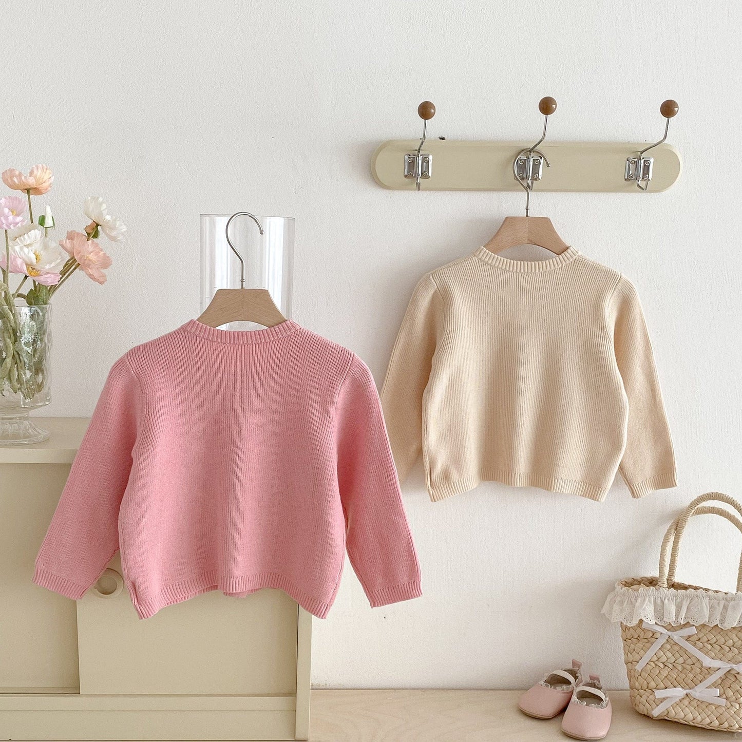 カーディガン・パーカー シンプルベーシック長袖ニットカーディガン【mh0010668】