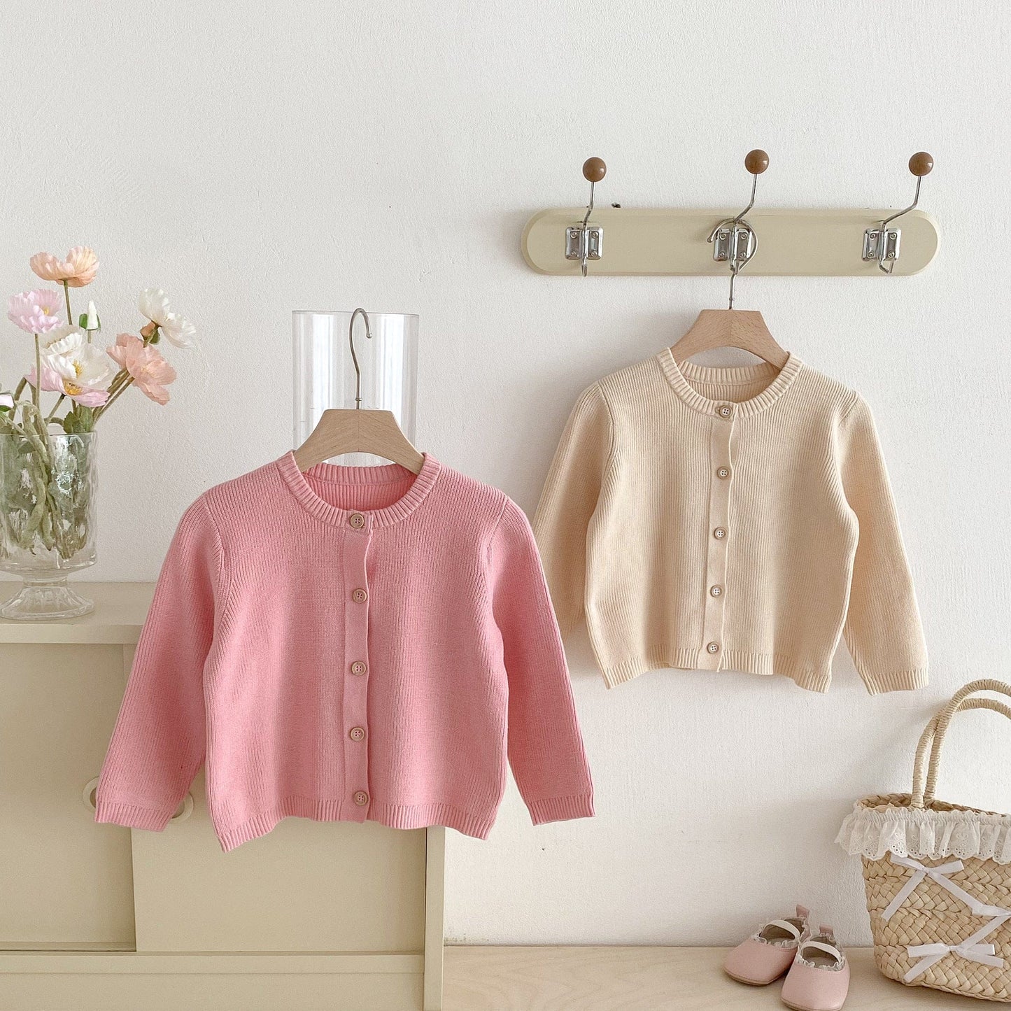 カーディガン・パーカー シンプルベーシック長袖ニットカーディガン【mh0010668】