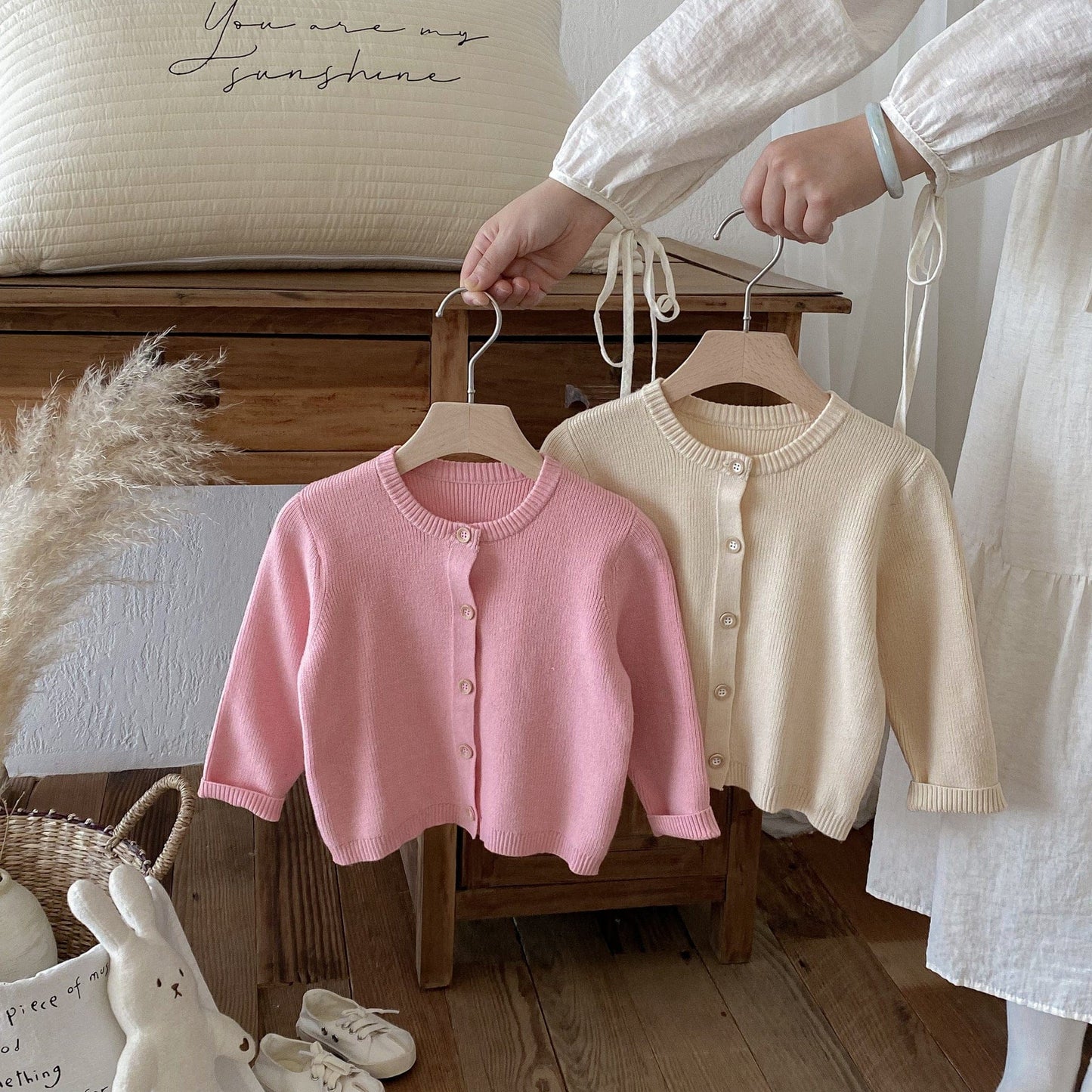 カーディガン・パーカー シンプルベーシック長袖ニットカーディガン【mh0010668】