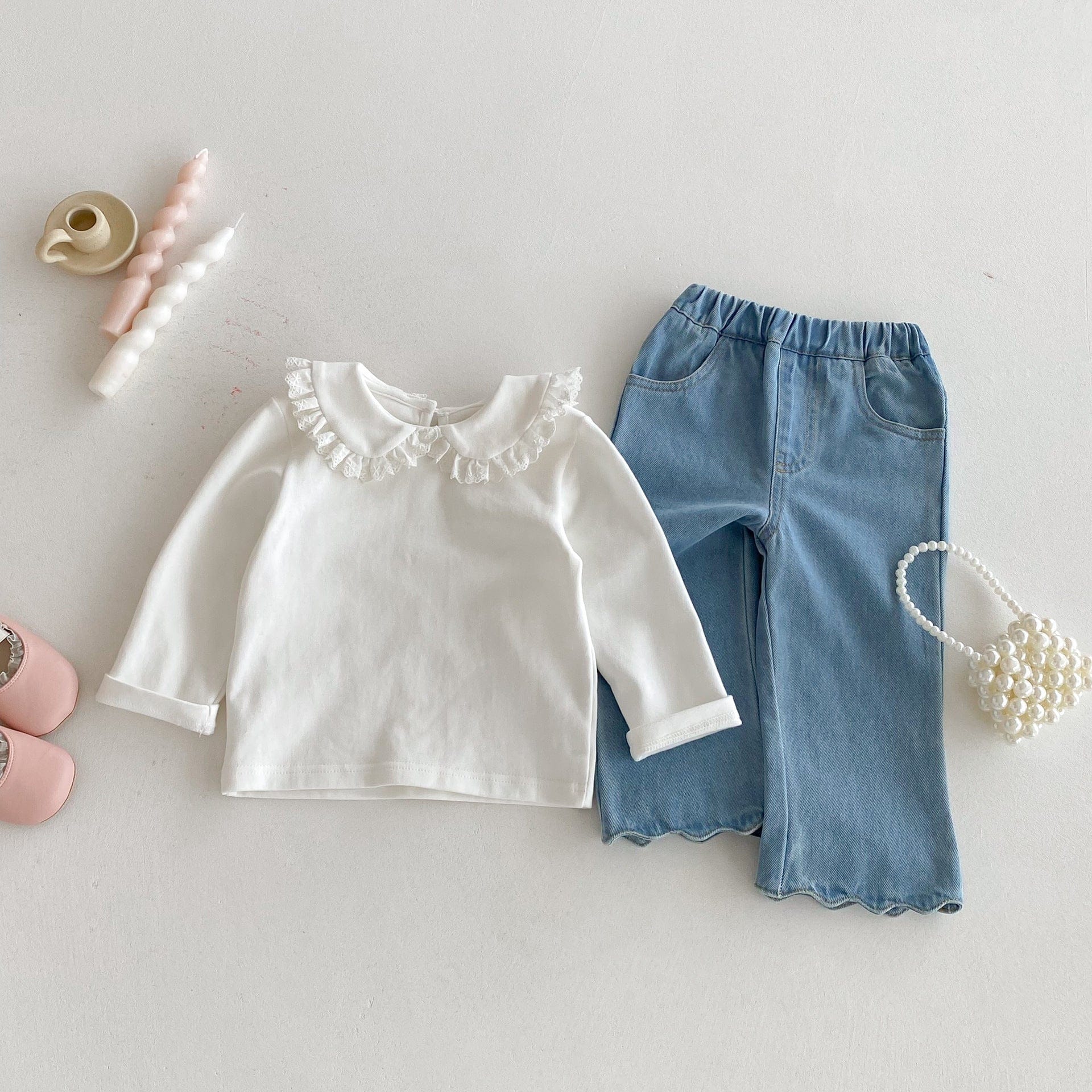 デニムパンツ メロフリル裾デニムパンツジーンズ【mh0010669】