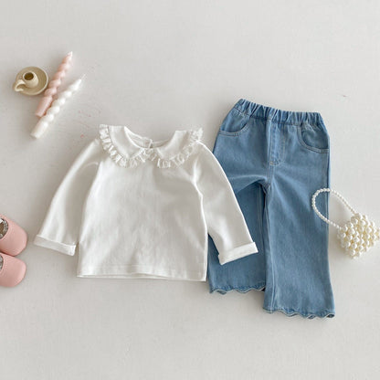 デニムパンツ メロフリル裾デニムパンツジーンズ【mh0010669】