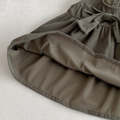 長袖セットアップ フロントリボンノースリーブワンピース/丸襟フリルショルダー長袖ブラウス【mh0010670】