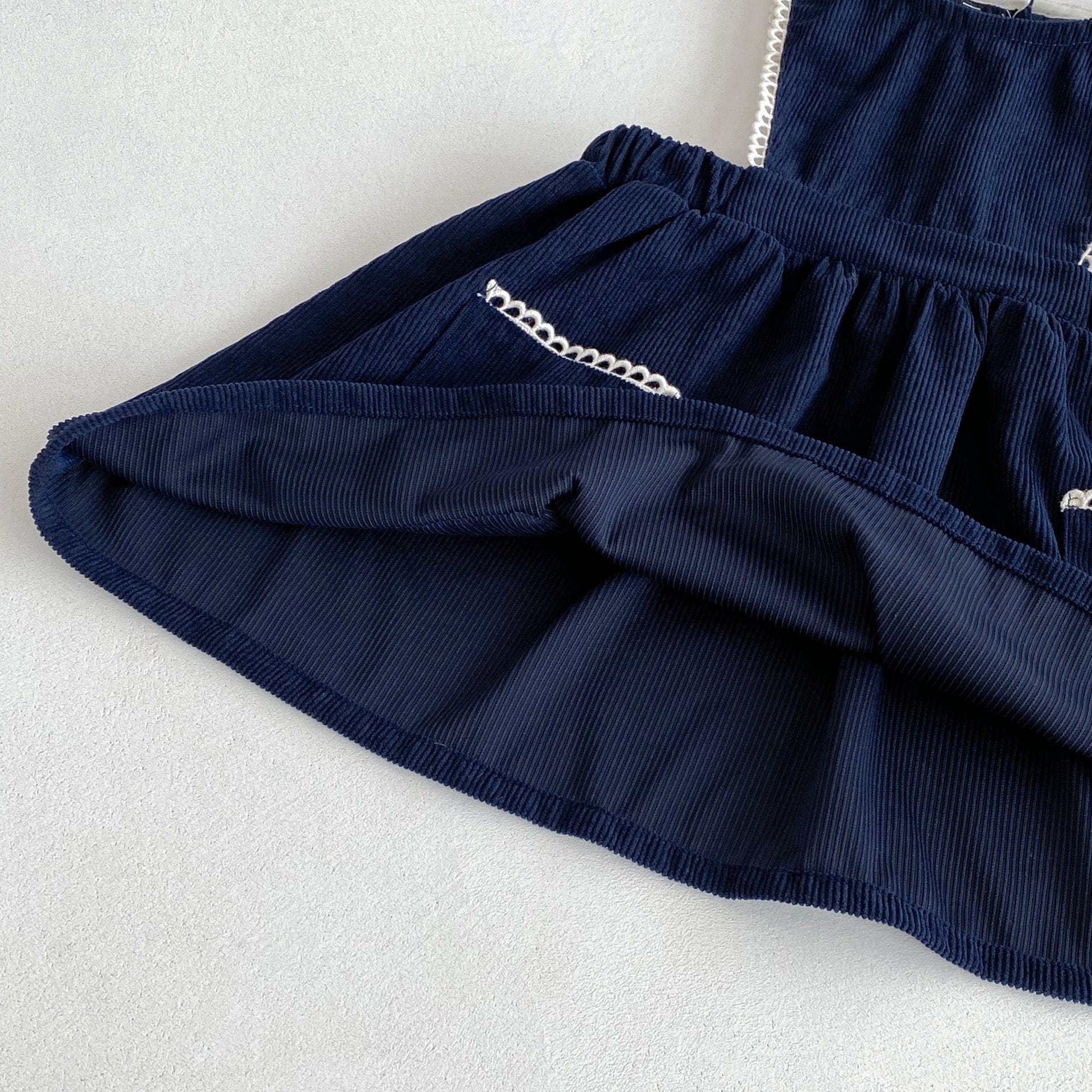 長袖セットアップ フラワープリント丸襟長袖ブラウス/刺繍レースエッジノースリーブジャンパースカート【mh0010671】