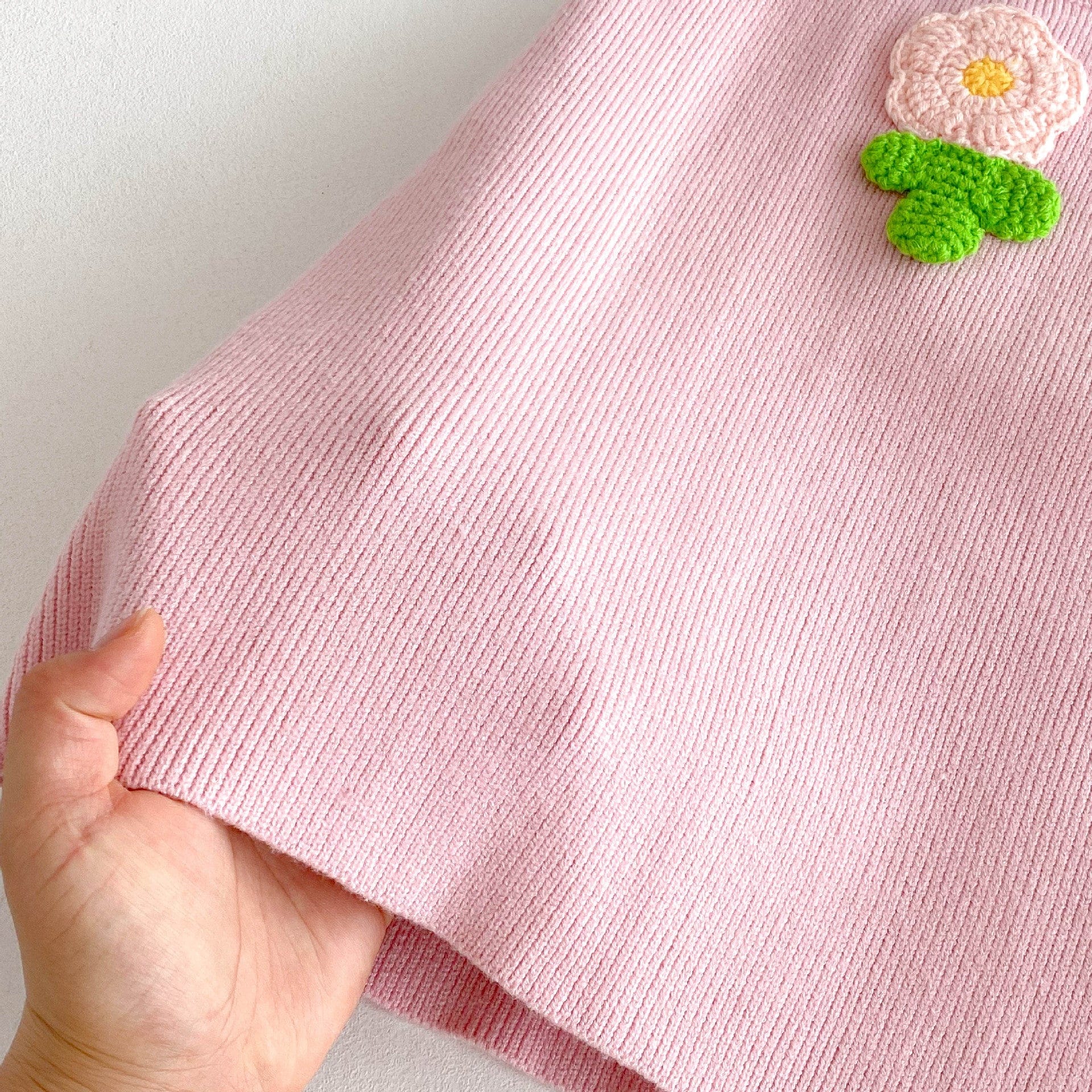 ノースリーブワンピース フラワーアップリケノースリーブニットワンピース【mh0010674】