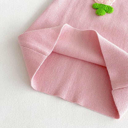 ノースリーブワンピース フラワーアップリケノースリーブニットワンピース【mh0010674】