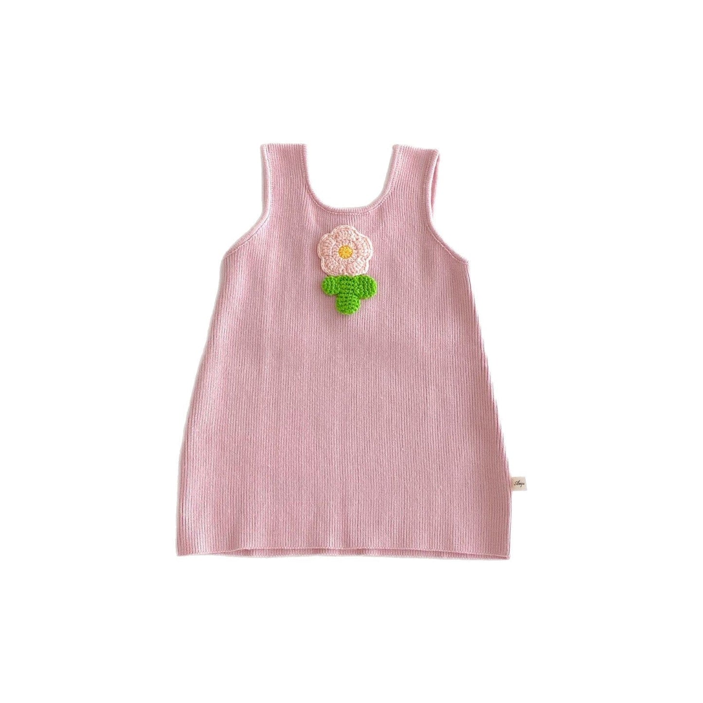 ノースリーブワンピース フラワーアップリケノースリーブニットワンピース【mh0010674】