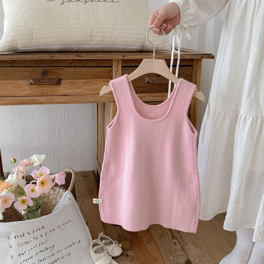 ノースリーブワンピース フラワーアップリケノースリーブニットワンピース【mh0010674】