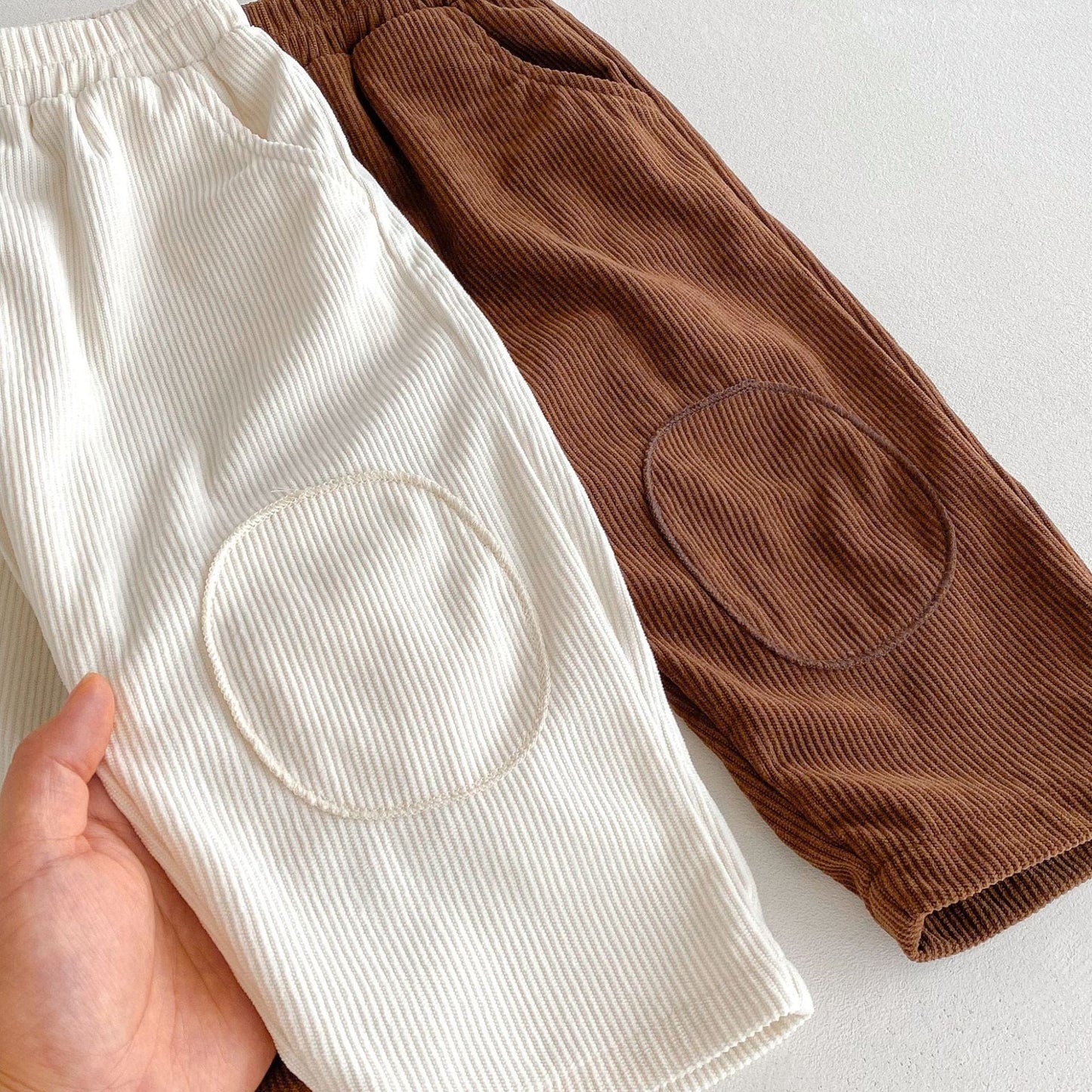 ロングパンツ・スウェットパンツ 膝パッチコーデュロイロングパンツ【mh0010678】