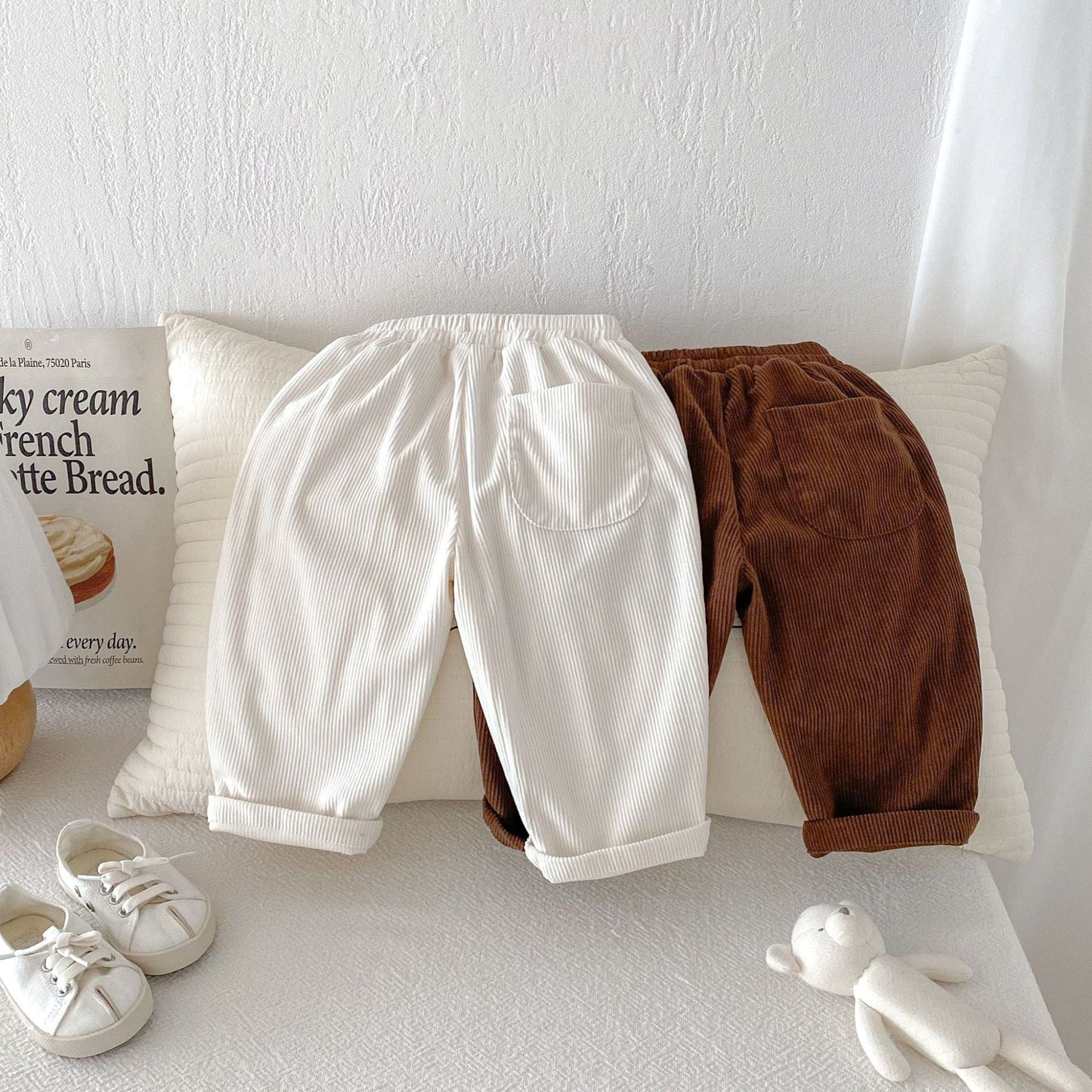 ロングパンツ・スウェットパンツ 膝パッチコーデュロイロングパンツ【mh0010678】