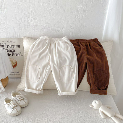 ロングパンツ・スウェットパンツ 膝パッチコーデュロイロングパンツ【mh0010678】