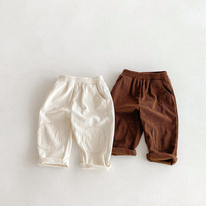 ロングパンツ・スウェットパンツ 膝パッチコーデュロイロングパンツ【mh0010678】