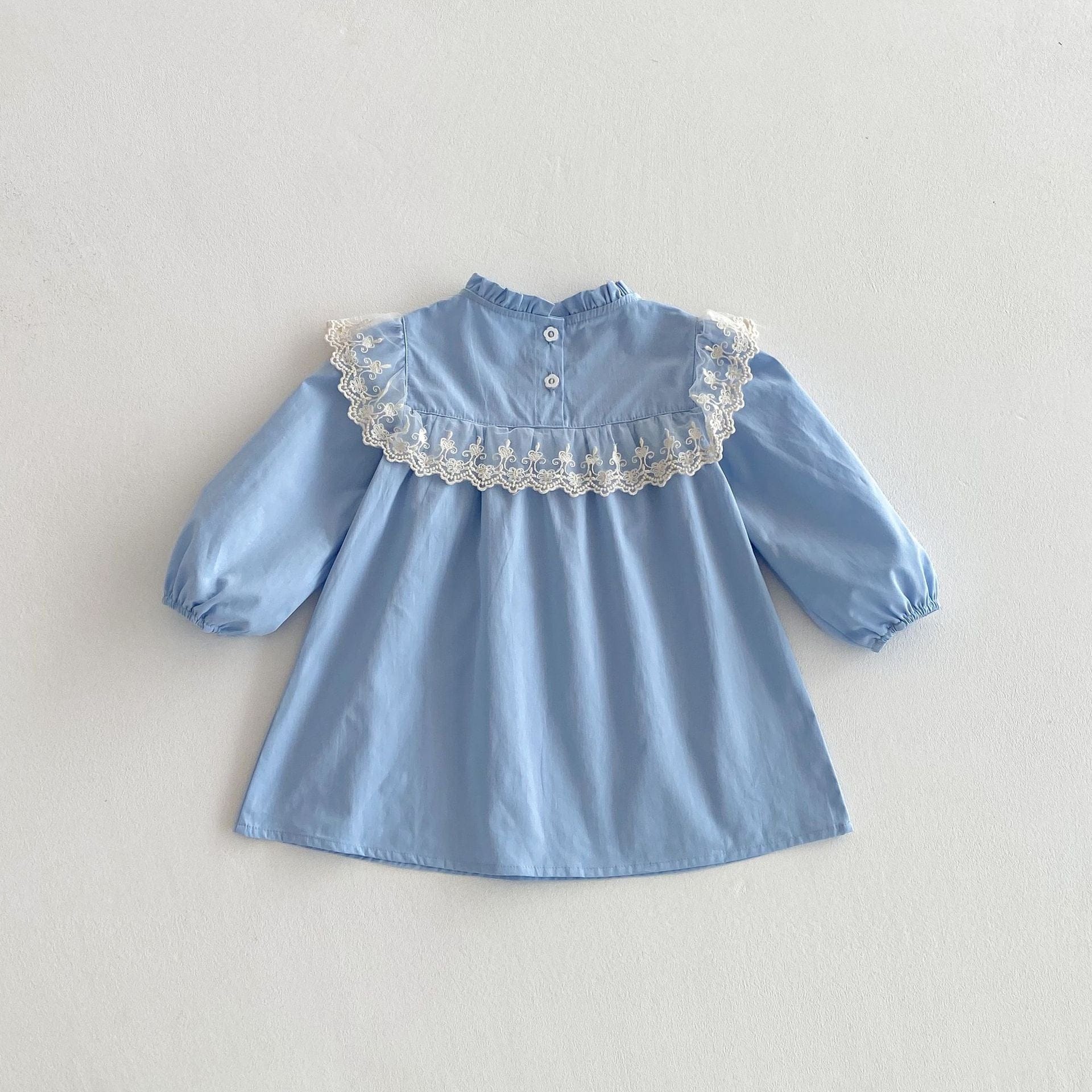 長袖ワンピース リボンフラワー刺繍レース長袖ワンピース【mh0010679】