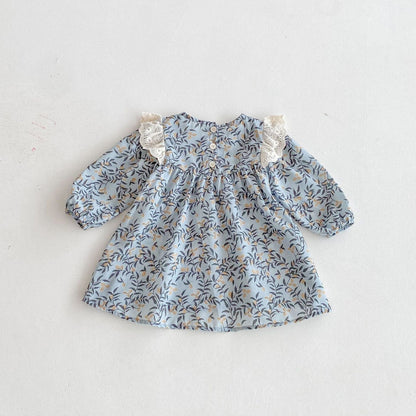 長袖ワンピース ショルダーレースフリル長袖ワンピース【mh0010681】