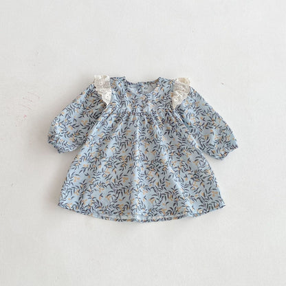 長袖ワンピース ショルダーレースフリル長袖ワンピース【mh0010681】