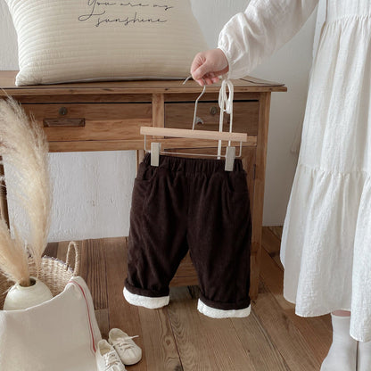 ロングパンツ・スウェットパンツ ロングパンツ コーデュロイ 裏ボア あったか レトロ ルーズシルエット 長ズボン【mh0011377】